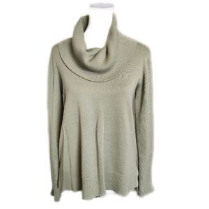 Cable & Gauge Sage Green Cowl Turtleneck Fine Knit Sweater, M